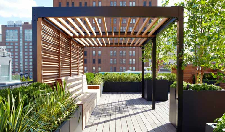 pergolas de madera-modernas-decorar-jardines