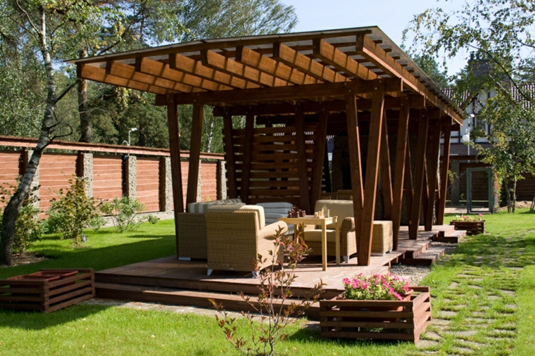 pergolas para jardin-madera-clasico-moderno