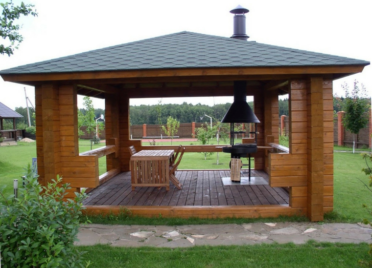 terrazas de madera-clasicas-pergolas-jardin
