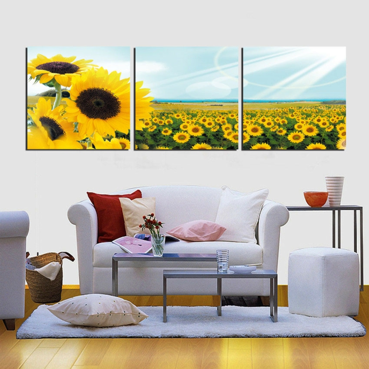 arreglos florales grandes-decorar-pared-girasoles