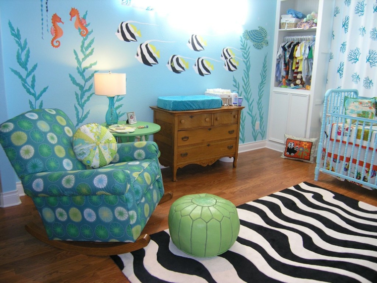 decoración de cuarto de bebe-estilo-peces-ideas