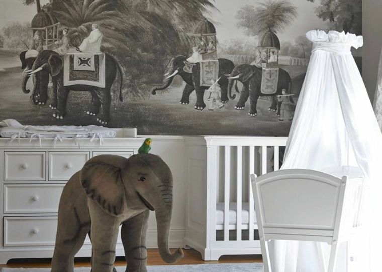 decoración de cuarto de bebe-estilo-tropical-elefante
