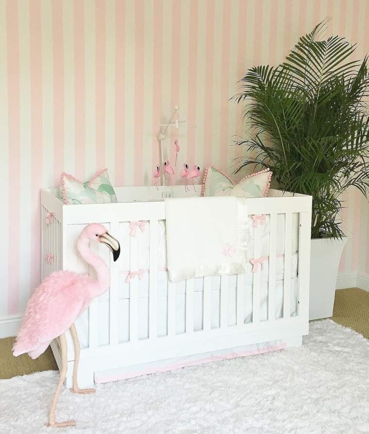 decoracion-de-cuarto-de-bebe-estilo-tropical-planta-flamingo