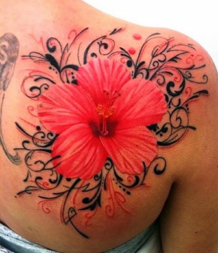Tattoo de flores de hibisco