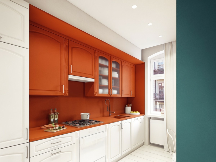 decoracion-para-cocinas-ideas-atractivas-colores-blanco-naranja
