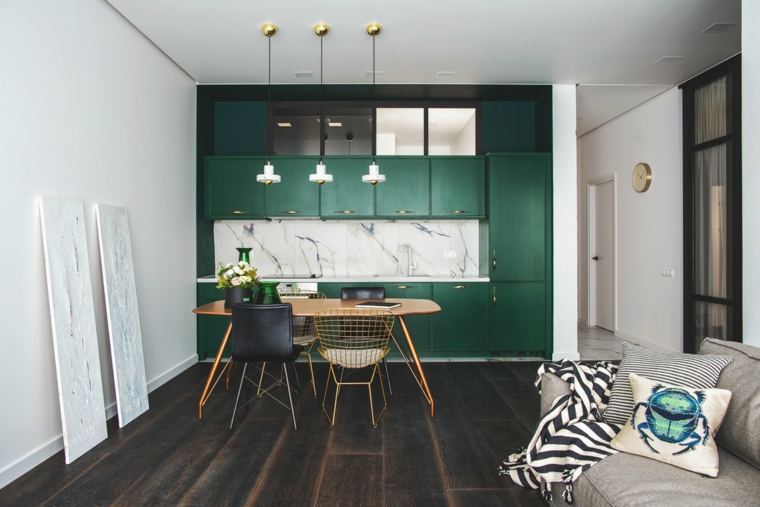decoración para cocinas ideas-atractivas-muebles-verde