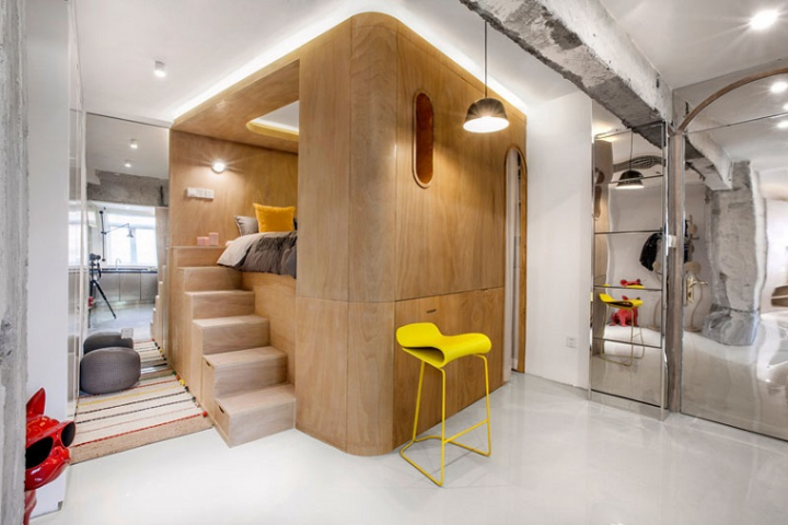 Interiores pequeños -Un apartamento de 40m² en Shanghái China