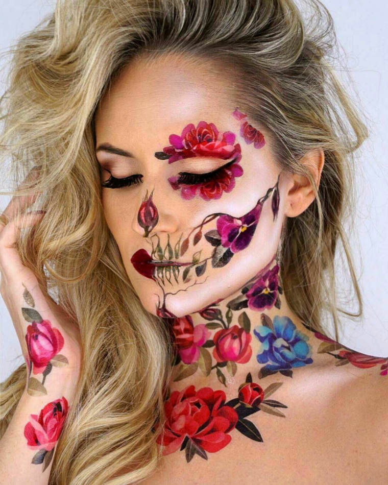 maquillaje de día de muertos-flores-colores-estilo