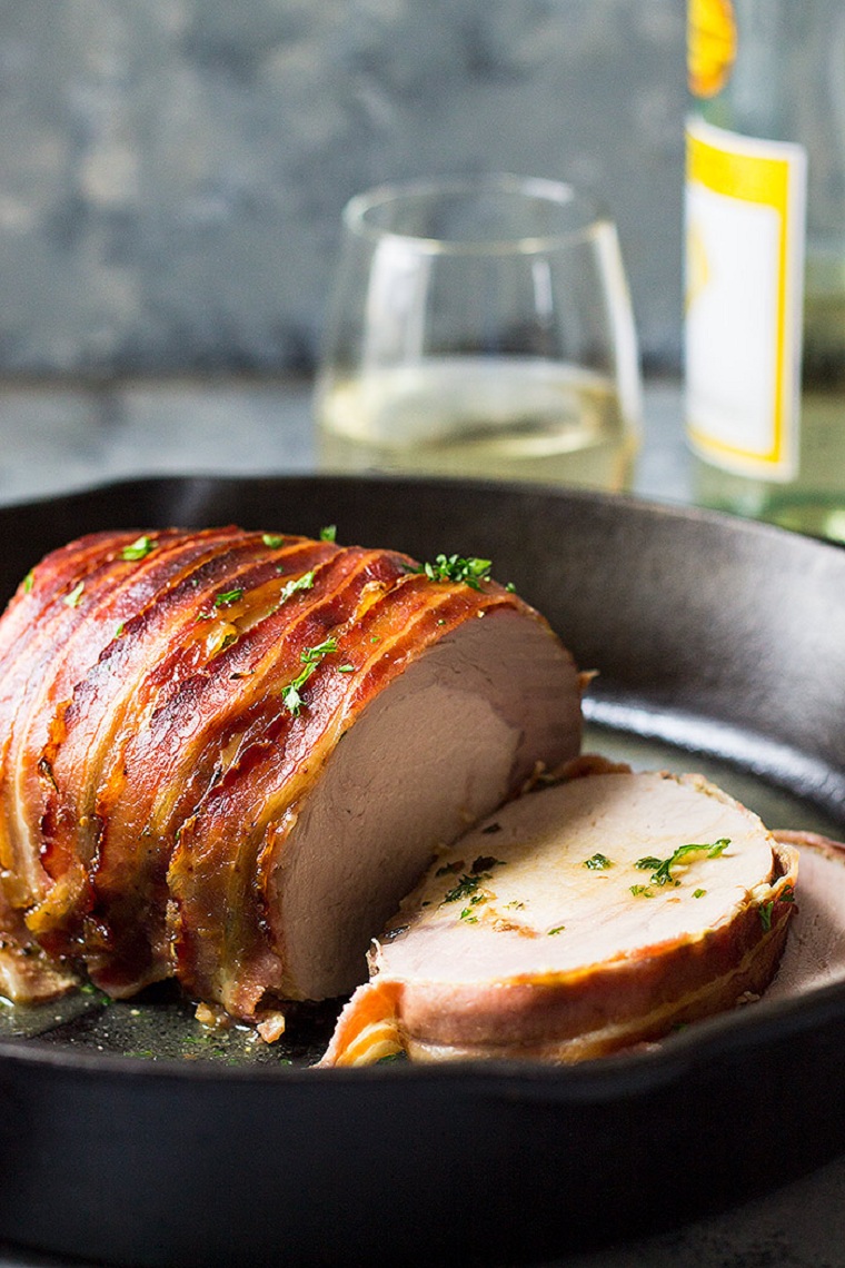 recetas de solomillo de cerdo-bacon-enrollado