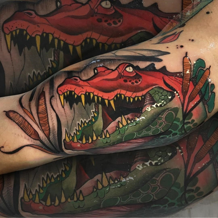 tatuajes-neo-tradicionales-cocodrilo