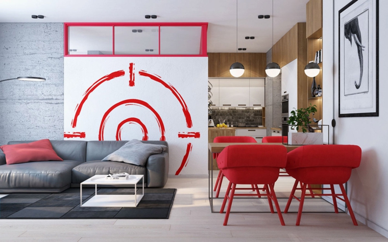 combinacion-gris-rojo-diseno-interior