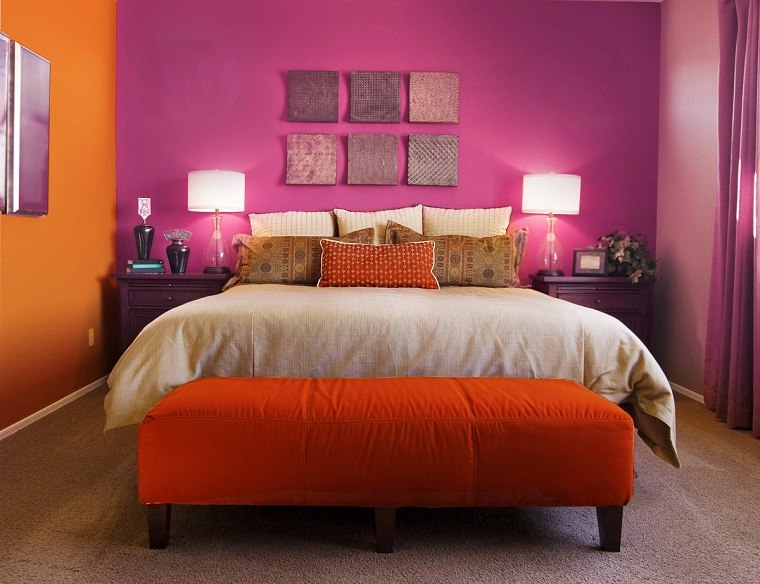 diseño de cuartos-pintados-rosa-naranja