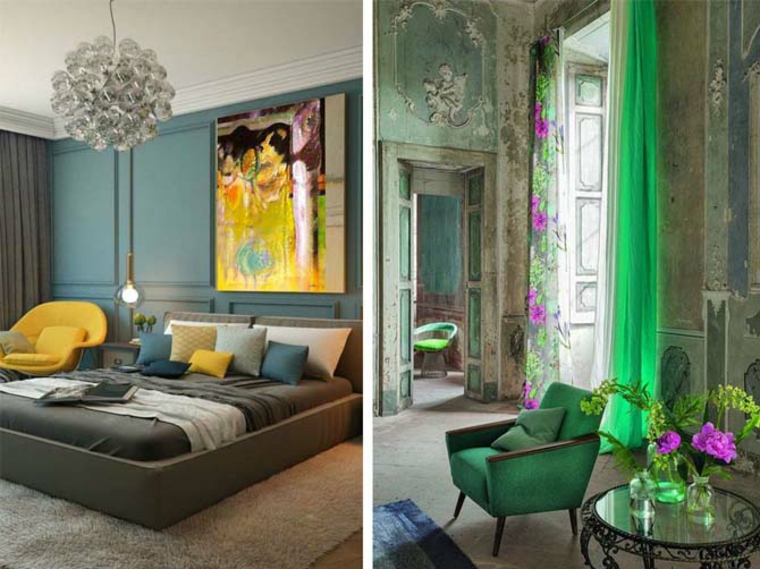 Diseño ecológico y eclecticismo en apartamentos modernos muy cerca el uno del otro
