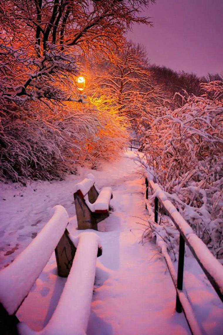 bancos-con-nieve-anochecer