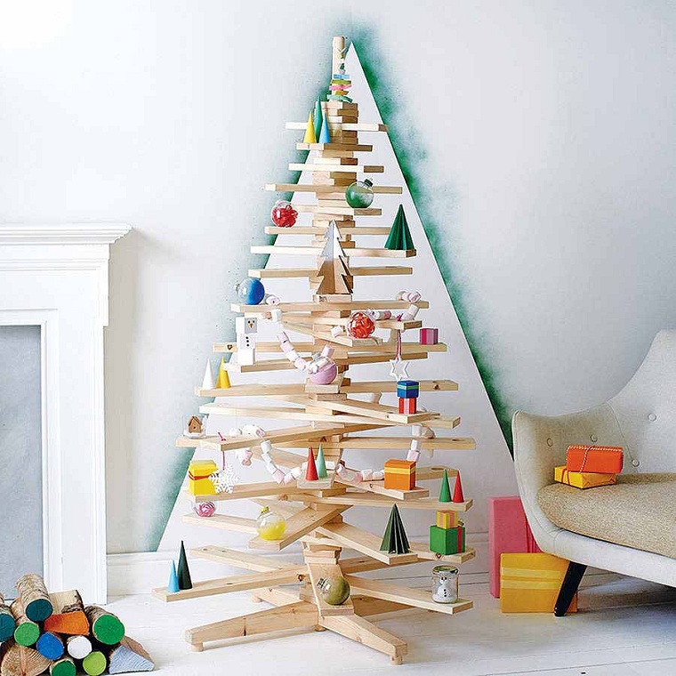 árbol de Navidad de madera-decorar-adornos