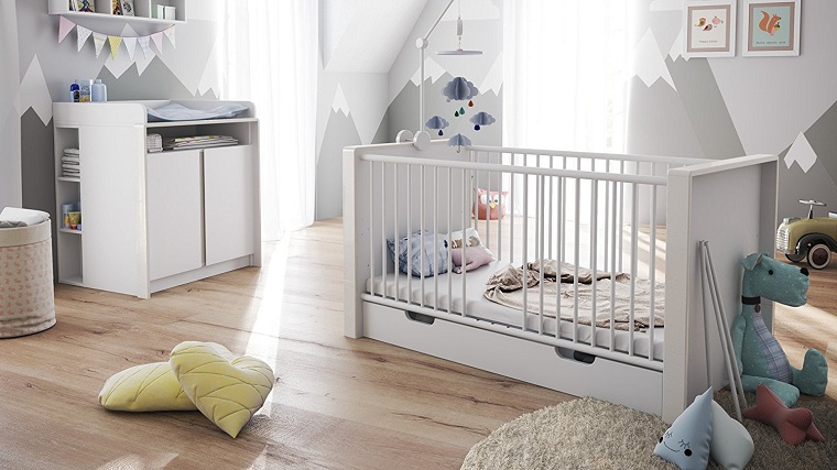 Dormitorio infantil blanco con elementos de madera ideas de diseño