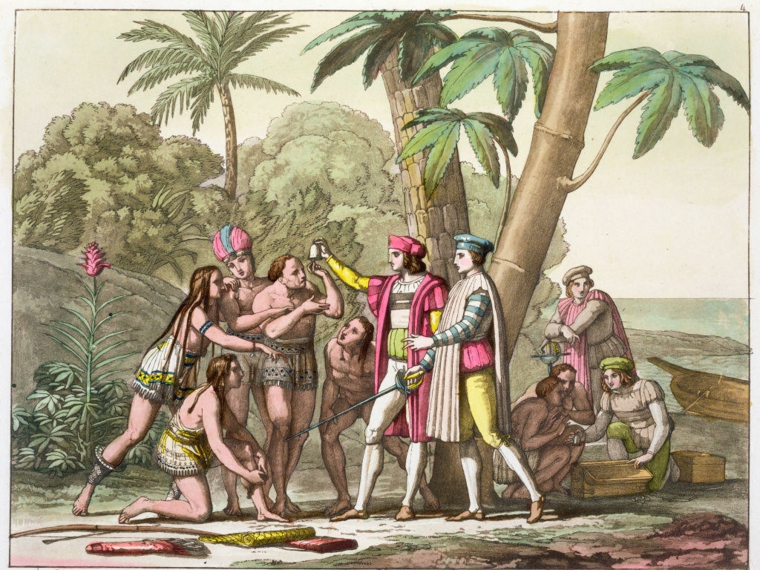 conquistadores e indígenas