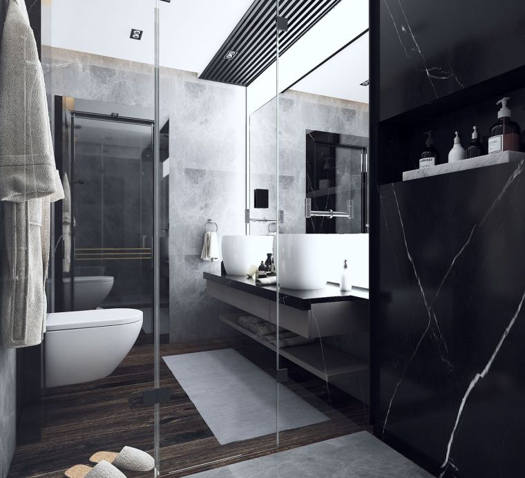 diseno-bano-colores-oscuros-bano-marmol