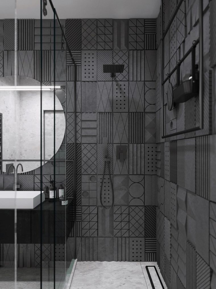 diseños de cuartos de baño-color-espacio-pequeno-gris