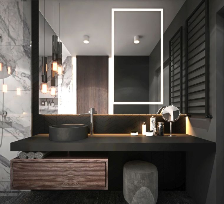 diseños de cuartos de baño espejo-iluminado