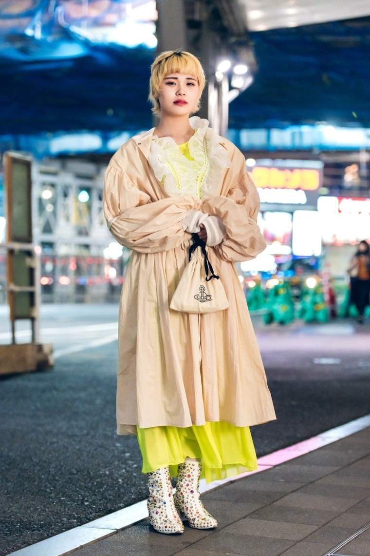 moda-urbana-tokyo-semana moda vestido amarillo