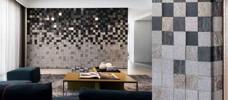 Revestimiento paredes interiores con mucha textura para crear un acento