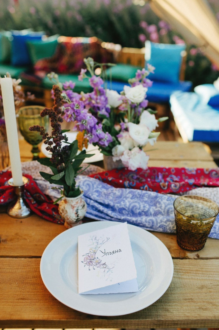 boda boho chic-mesa-camino-telas-ideas