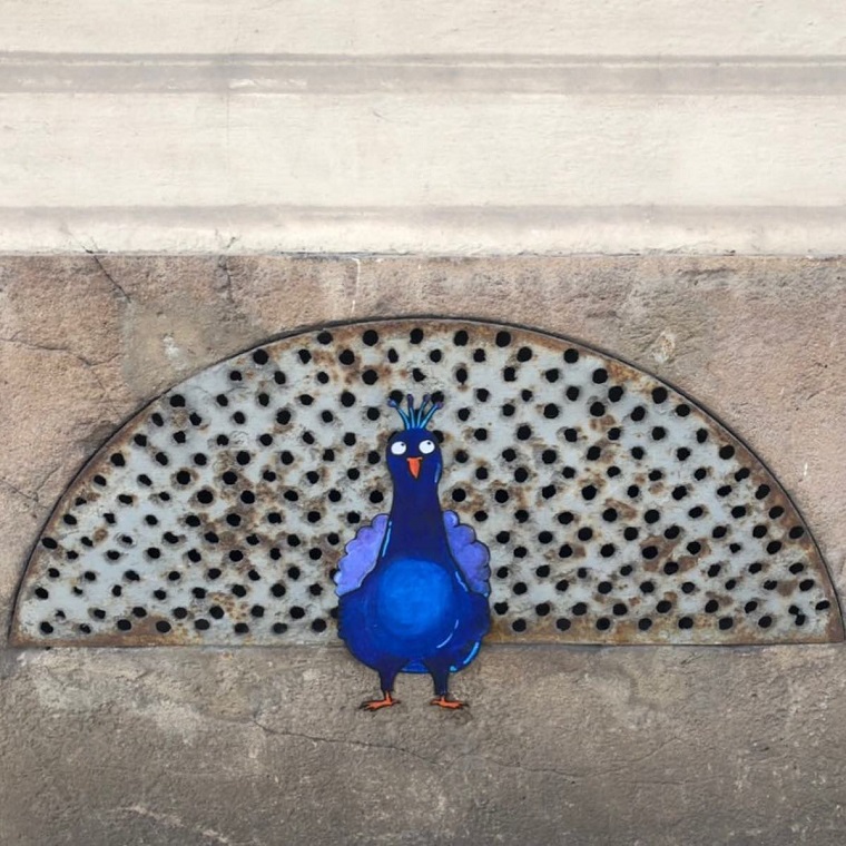 ejemplo de arte urbano pavo real