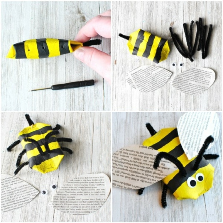 Manualidades para niños faciles, abejas de carton