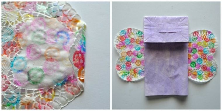 Mariposa hecha con bolsa de papel