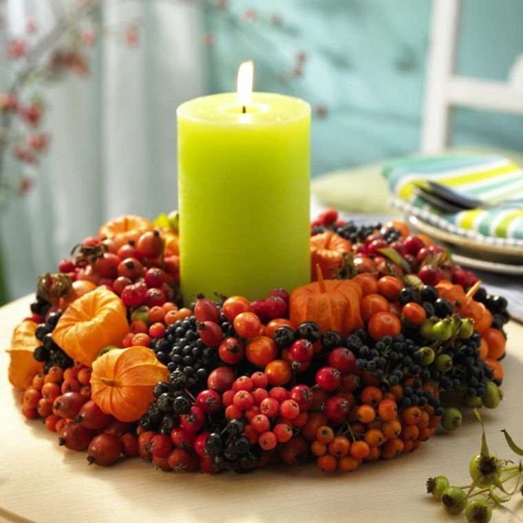 colores de otoño corona mesa