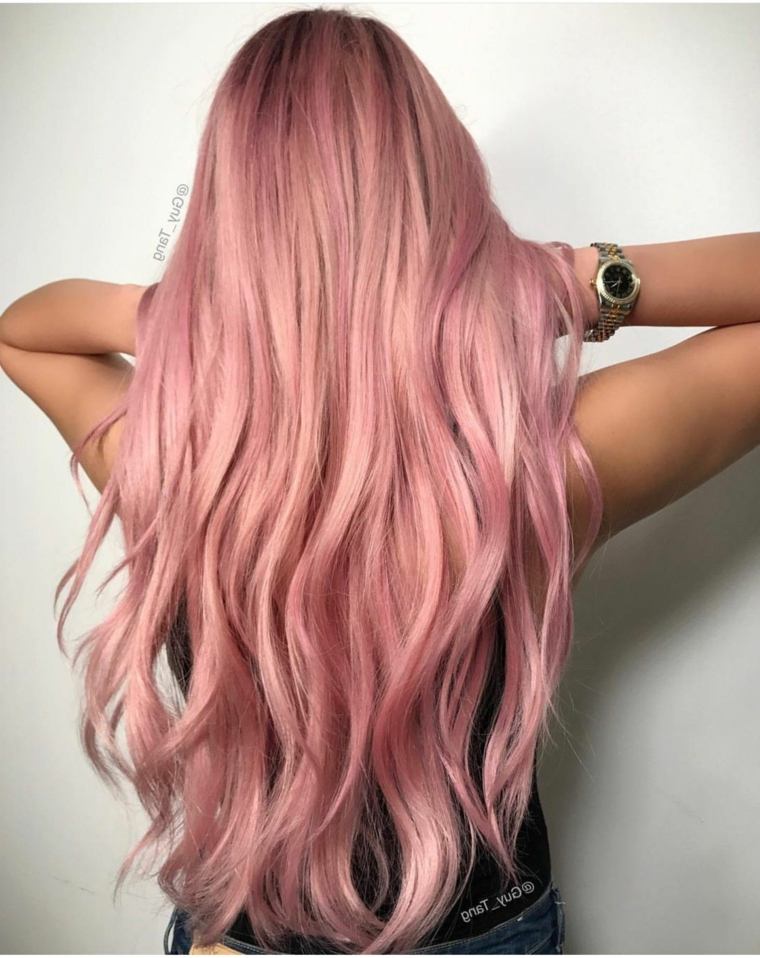 cortes de cabello-largo-colot-rosa