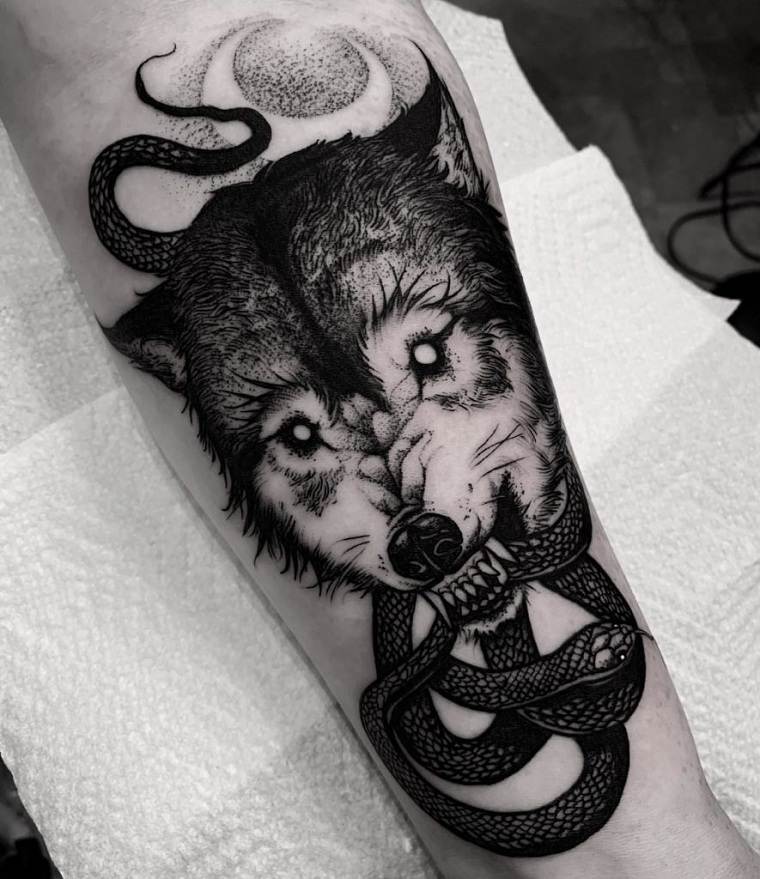 tatuaje-lobo-serpiente-ideas