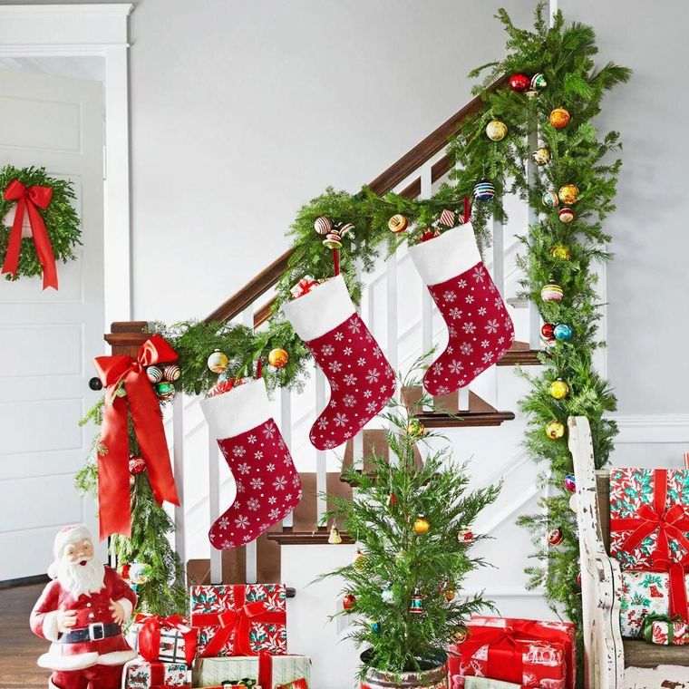 calcetines navideños escaleras