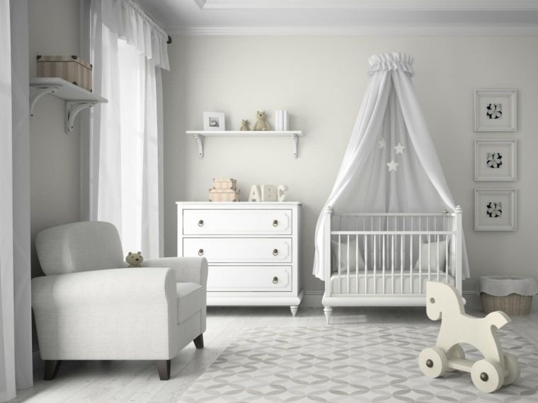 habitaciones para bebés blanco
