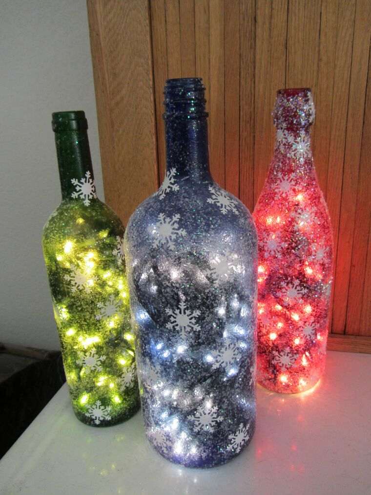 iluminación navideña botellas