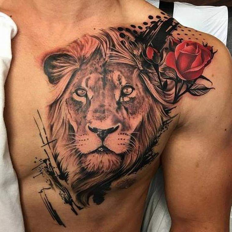 tatuajes de leones rosa