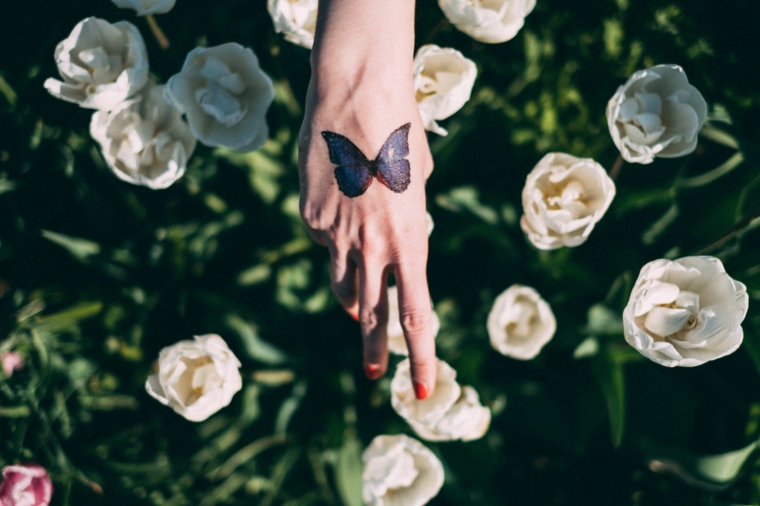 tatuajes-de-mariposas--petalos-rosa