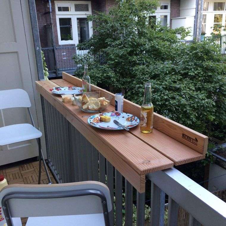 decorar balcón pequeño barra cena