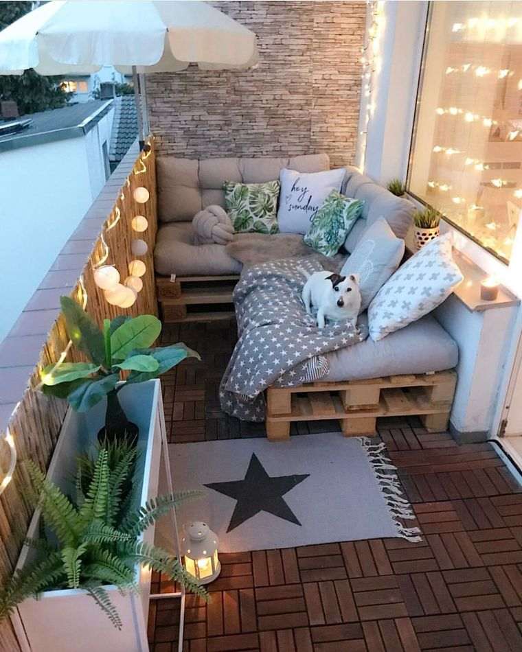 decorar balcón pequeño sofa