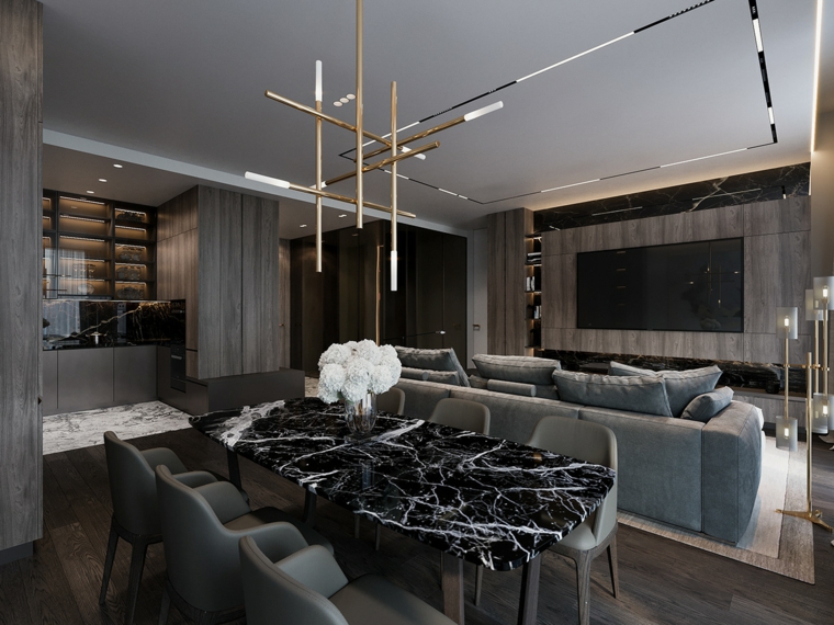 mesa-marmol-negro-comedor-ideas
