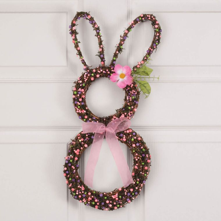 decoración de pascua corona conejo