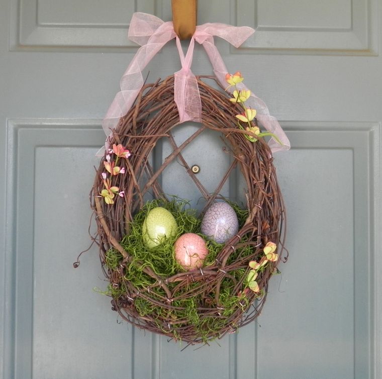 decoración de pascua corona nido