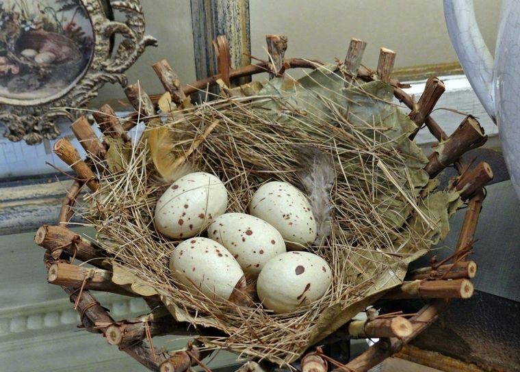 decoración de pascua nido rama