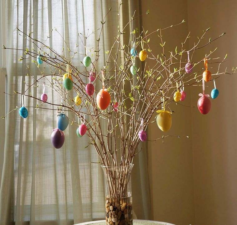 decoración de pascua ramas huevos