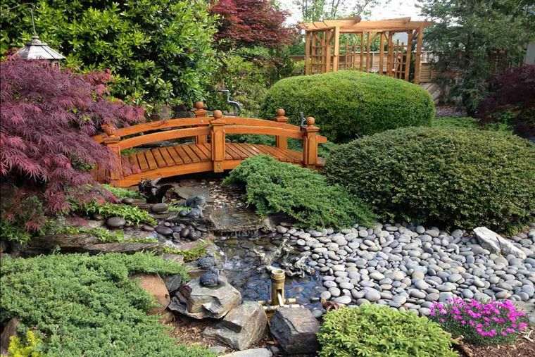jardín japonés lindo puente