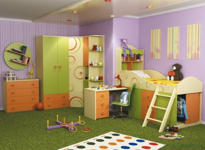 dormitorios-infantiles-originales-combinar-verde-naranja