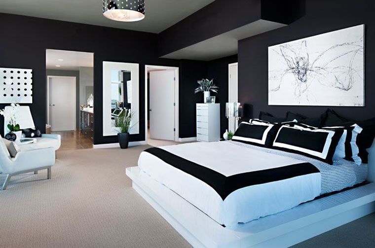 paredes dormitorio negro blanco