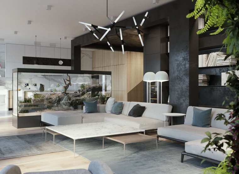 Black and White Modern Minimalist Living Room