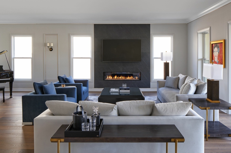 Minimalist Living Room with Fireplace